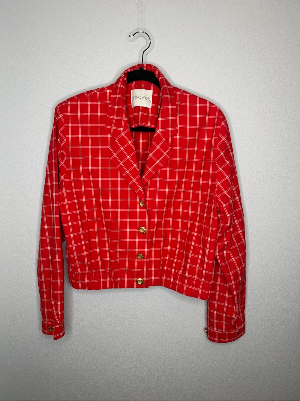 Doncaster jacket white windowpane pattern and gold front buttons size 12 cotton